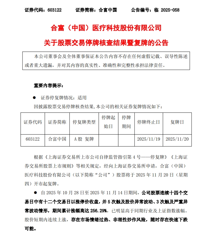 停牌3个交易日后，14天12板妖股迎来复牌，系“美好寓意”概念龙头，有股民调侃“终于出来了，一群小弟这两天被虐惨了，嗷嗷待补”