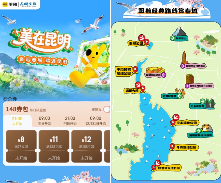 元旦小长假“观鸥+”走热 美团旅行：昆明文旅预订量同比增29%