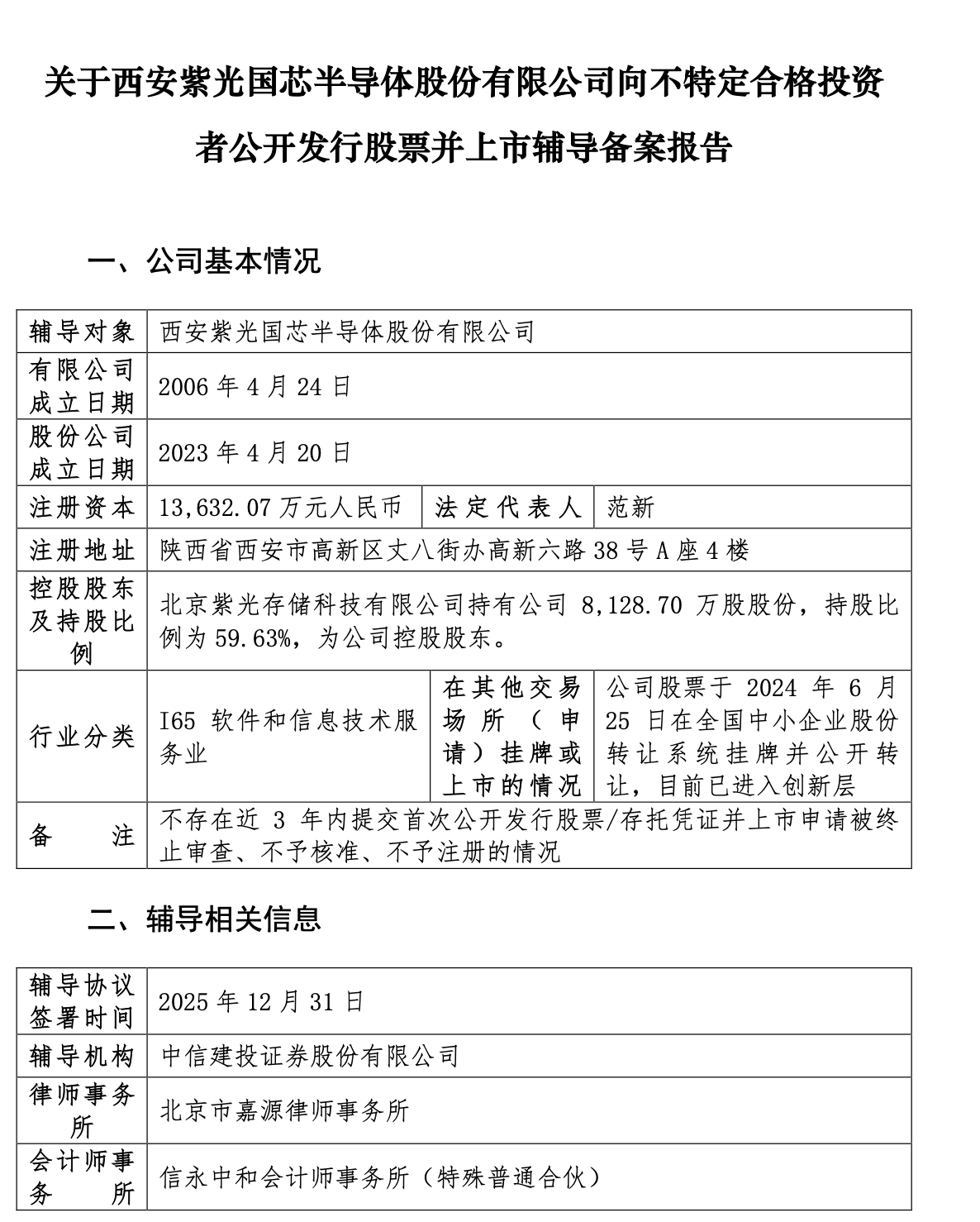 国产存储龙头加速资本化！紫光国芯启动A股辅导，紫光国微持股6.78%系其第二大股东