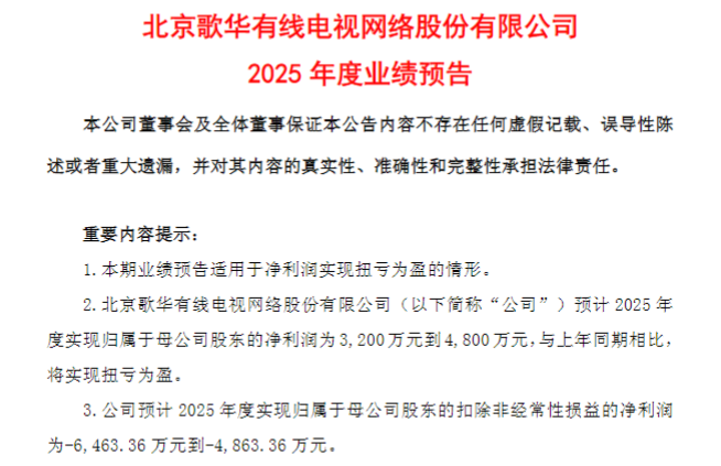 歌华有线2025年预计扭亏为盈，通过产业基金布局商业航天和具身智能赛道