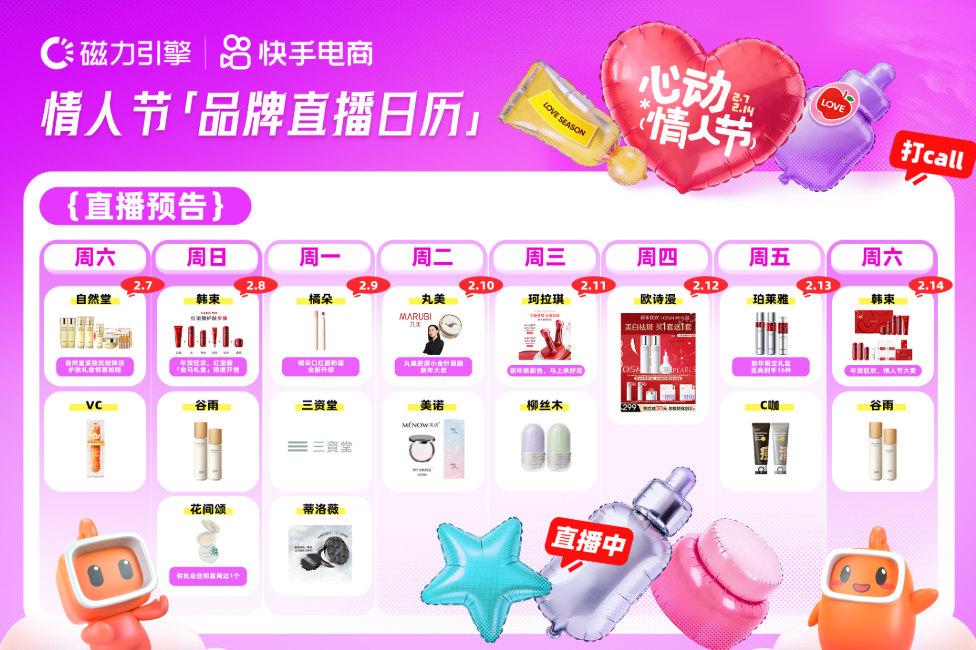 快手电商启动“心动情人节”活动，联合大牌美妆打造节日礼赠消费狂欢