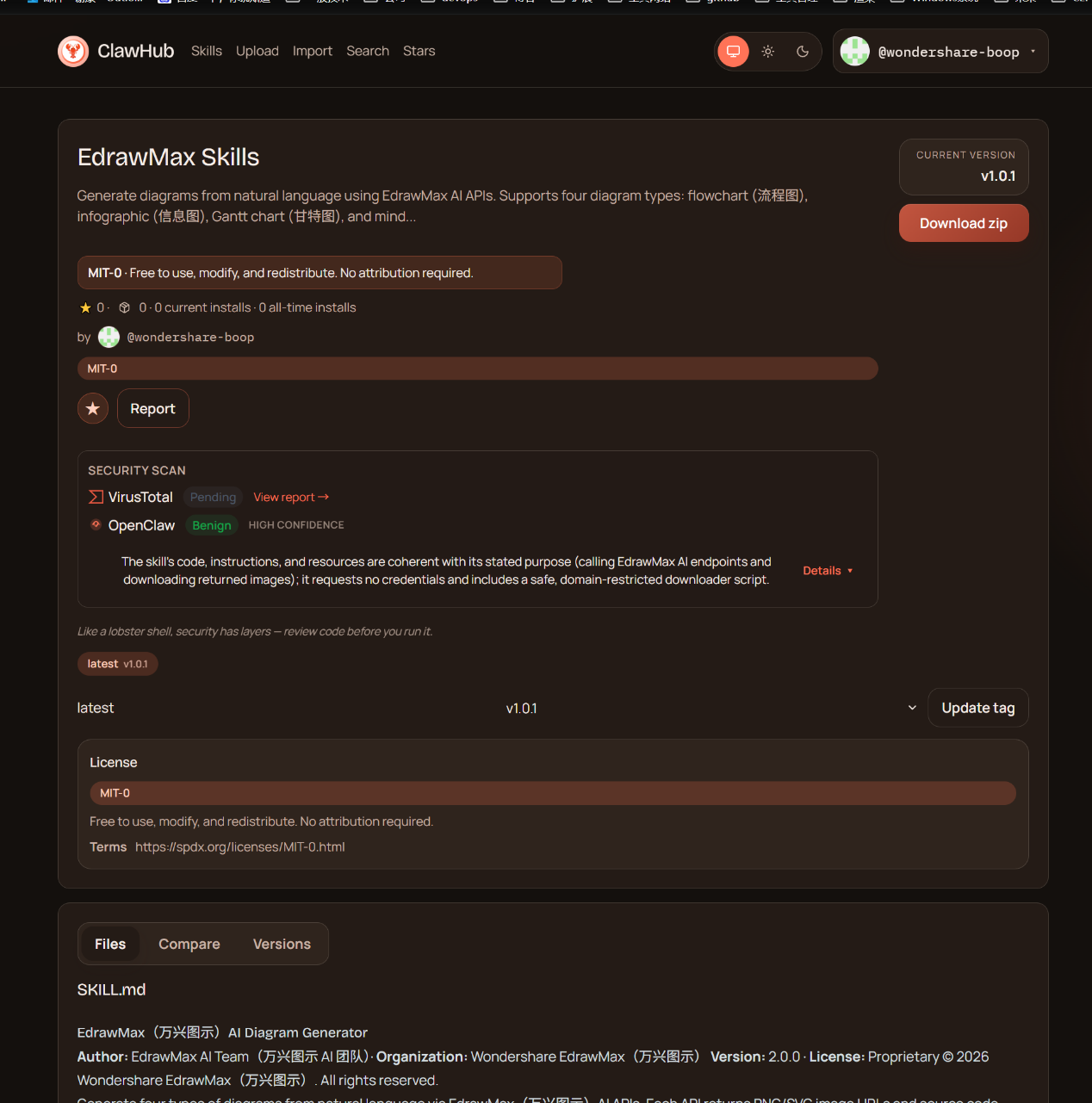万兴科技全面拥抱OpenClaw生态 旗下万兴图示万兴脑图部分Skills正式上线ClawHub