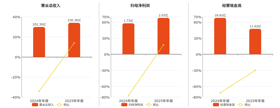 中国宝安(000009.SZ)：2025年年报净利润为2.03亿元、同比较去年同期上涨17.62%