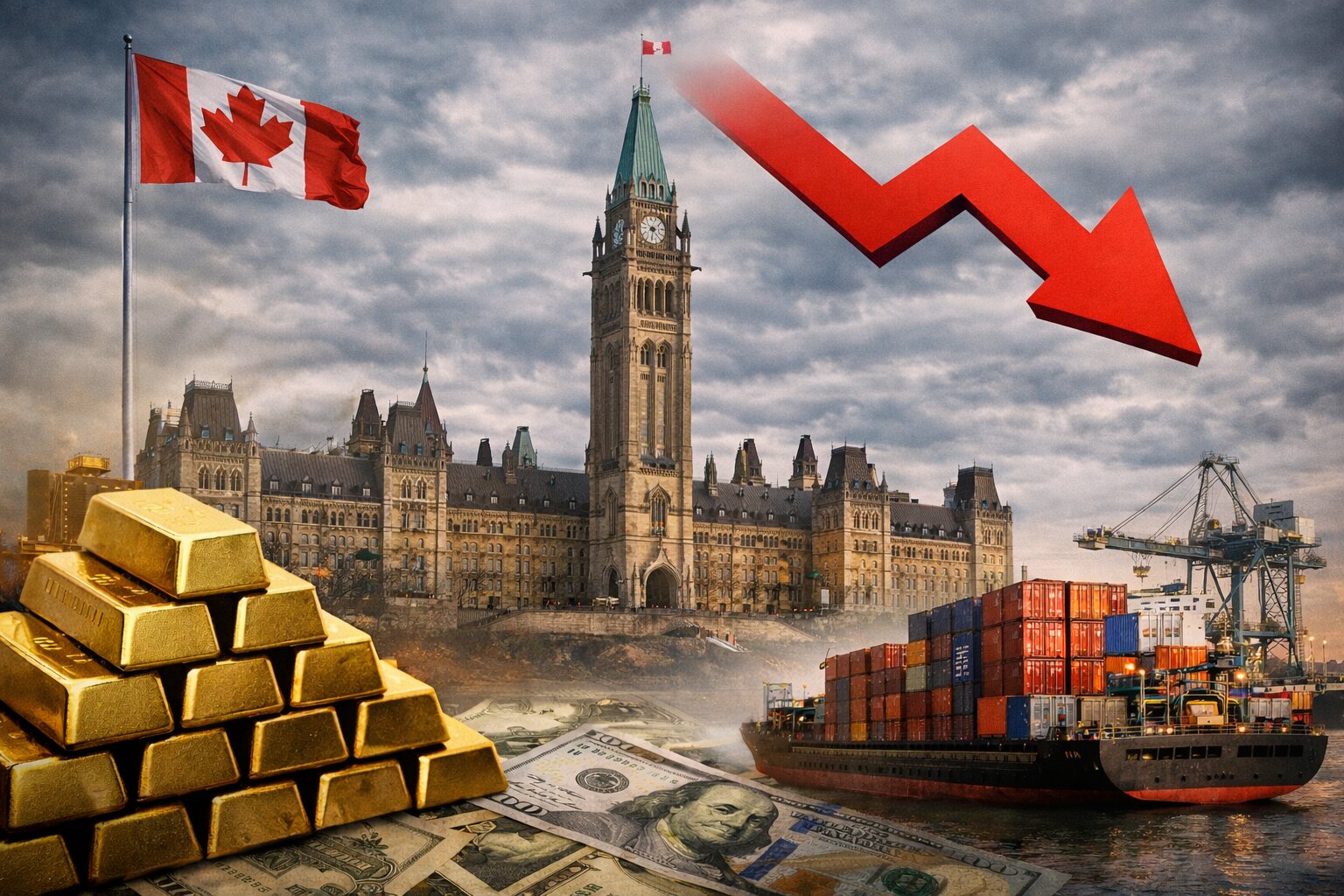 黄金遮不住贸易战伤口！加拿大2025年逆差创纪录，对美出口占比跌破72%
