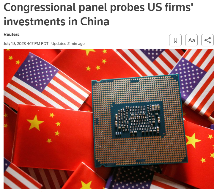 中美突发重磅消息！美众议院开始调查美国公司在中国的投资
